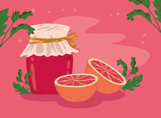 jelly jar and grapefruit