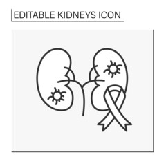Cancer line icon. Kidney cancer. Renal cell carcinoma. Kidney failure. Healthcare concept.Isolated vector illustration.Editable stroke