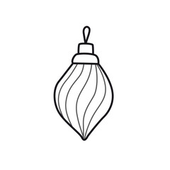 Christmas tree toy. Holiday decoration. Outline illustration. Vector isolated emblem for logo, coloring book, tattoo, print.
