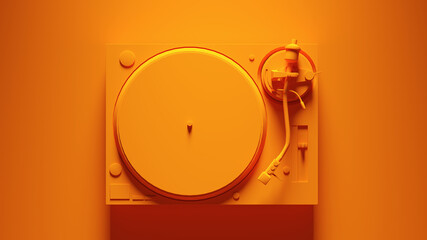 Orange Turntable Post-Punk Record Player with Orange Background 3d illustration render
- 472284519