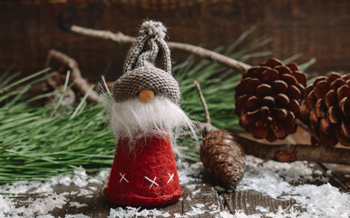 Christmas Gnome on wooden