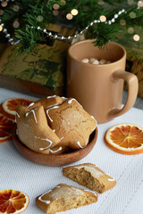 New Year's gingerbread and drink under the festive tree