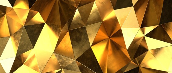 Abstract gold polygon background on texture