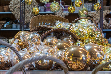 Close up of Christmas ornaments and decorations.