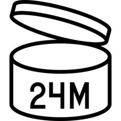 Period after opening 24M label line icon, vector illustration