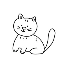 Vector doodle illustration of cute cat.