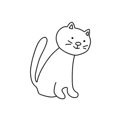 Vector doodle illustration of cute cat.