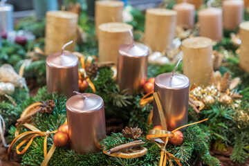 Close up of Christmas ornaments and decorations.
