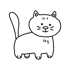Vector doodle illustration of cute cat.