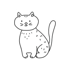 Vector doodle illustration of cute cat.