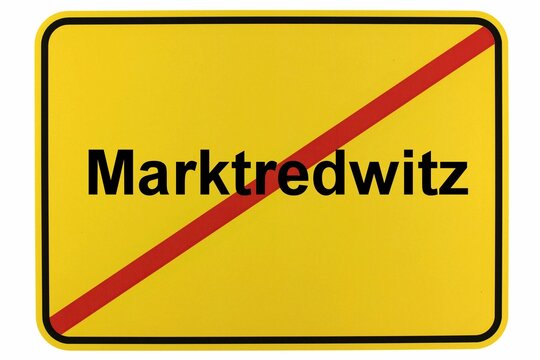 Illustration eines Stadtausgangsschildes der Stadt Marktredwitz