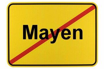 Illustration eines Stadtausgangsschildes der Stadt Mayen