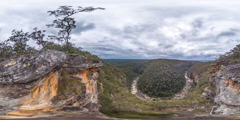 Spherical panoramic photograph of Glenbrook Creek in the Blue Mountains in Australia