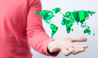 green 3D planet Earth with big data