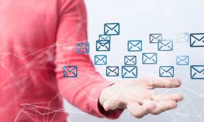 flying email icon and web flying