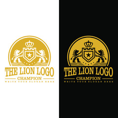 Luxury Golden Royal Lion King logo design