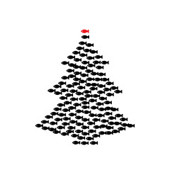 Christmas Tree Shape Made of Fish Icons