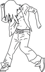 Girl dancing modern hop hop dance on a white background. Illustration for dance studios, circles, T-shirt cards, stripes.