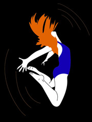 Girl dancing modern hop hop dance on a black background. Illustration for dance studios, circles, T-shirt cards, stripes.
