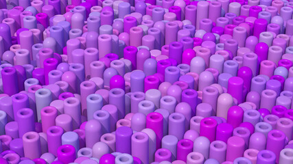 Obraz premium Purple and pink tubes and cylinders pattern. Abstract illustration, 3d render.