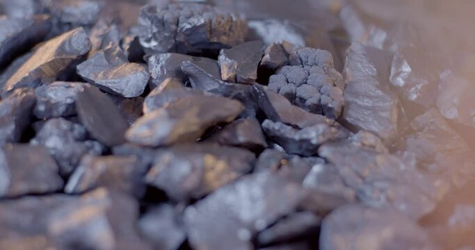 Silicon crystal and ingot used for solar panel cell is taken to processing. Factory that produces panels for solar energy. Clean energy. Raw material