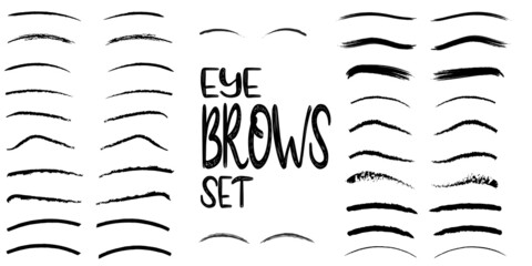 Set of eye brown hand drawn with brush