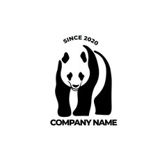 Panda vintage logo vector in white background