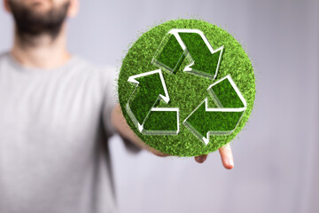 3d rendering of green recycle icon
