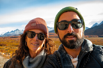 Mom and son in the mountains