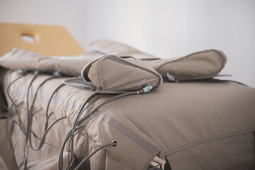 modern medicine pressotherapy machine for health recovery in an aesthetic clinic.