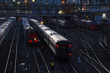 The backyard of the train station at the night lights