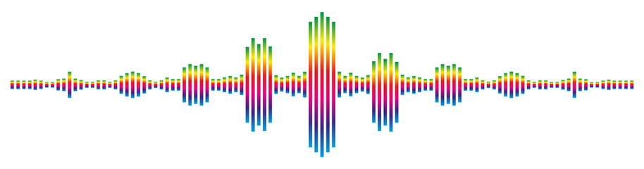 Rainbow colors sound wave on white background