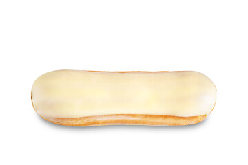 Vanilla eclairs on a white isolated background