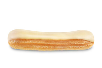 Vanilla eclairs on a white isolated background