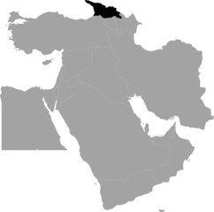 Black Map of Georgia inside the gray map of Middle East region of Asia