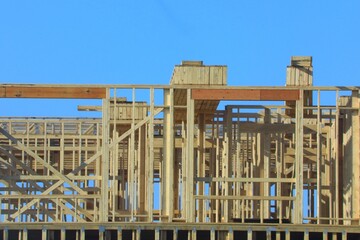 Wood framing on a new home construction