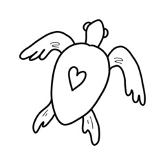 Cute sea turtle. Vector illustration in the style of a doodle. turtle sketch