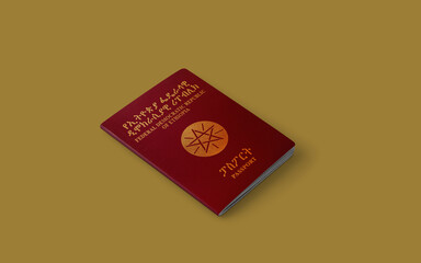 passport of Ethiopia,Official red passport of Ethiopia, travel the world,visit africa