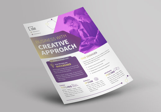 Business Flyer with Purple Yellow Gradient Accents