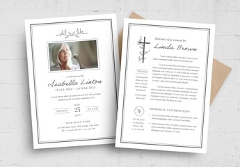 Traditional Christian Church Obituary Funeral Memorial Service Flyer Card Layout