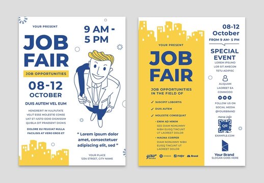 Vibrant Job Fair Career Development Recruitment Hiring Jobs Flyer Layout