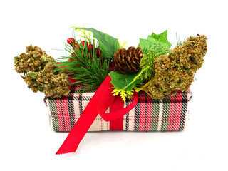 Christmas Cannabis Present Marijuana Bud holiday xmas decoration	