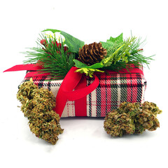 Christmas Cannabis Present Marijuana Bud holiday xmas decoration