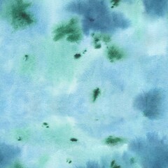 abstract watercolor background seamless pattern. Hand painted stains, deep water texture. Blue, green, navy brush strokes. For Textile, clothes design, wedding decor, wrapping paper, marble imitation