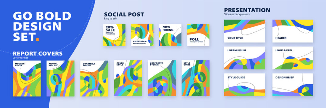 Modern, bold and colorful, abstract vector background with curves for business reports, social posts, presentations, branding and advertising campaigns.