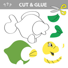 Cut and glue - Simple game for kids. Use scissors and glue and restore the picture inside the contour. Paper game for kids with Fish