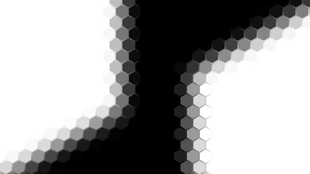 4 black and white mask for transitions based on a hexagonal grid. Bright and dynamic transition for videos and photos. Looped