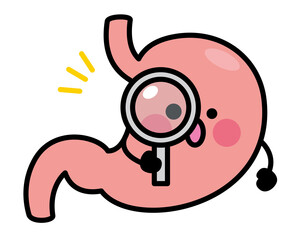 胃　キャラクター　虫眼鏡