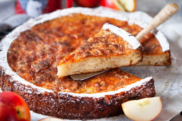 Homemade delicious apple pie, close up