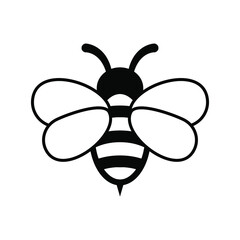 Honey Bee icon, cartoon, insect on white background